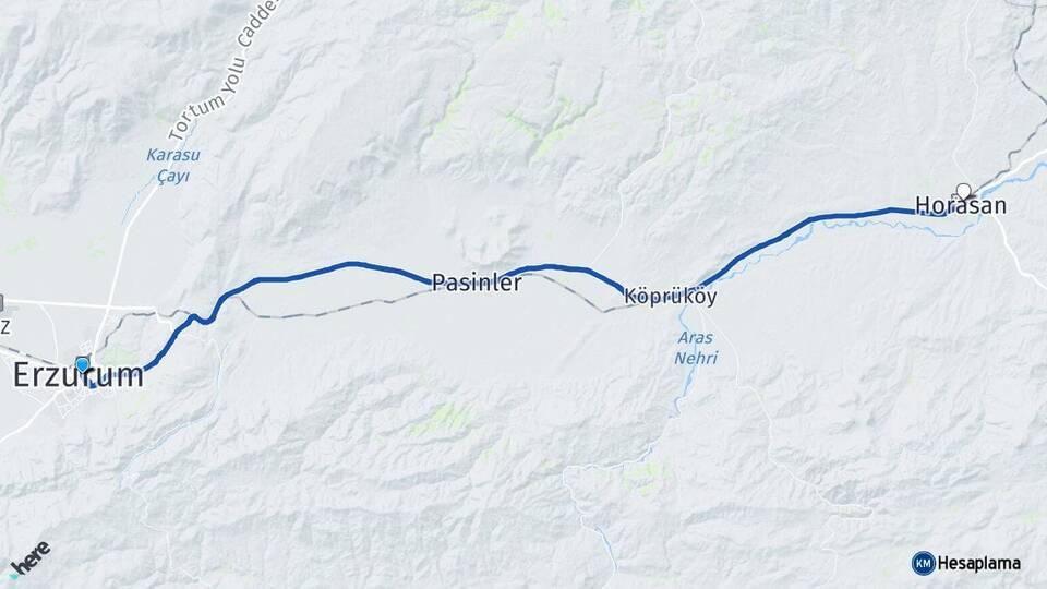 Erzurum Yakutiye Horasan Arası Kaç Km - Yol Haritası