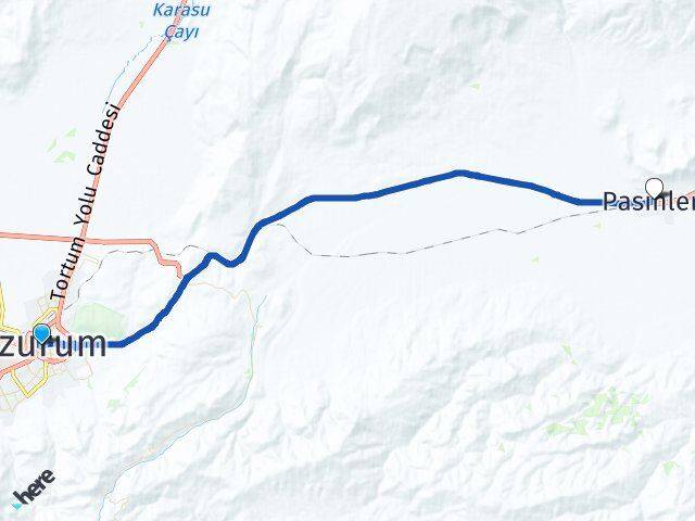 Erzurum Yakutiye Pasinler Arası Kaç Km - Yol Haritası