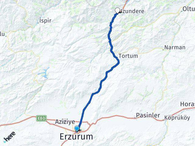 Erzurum Yakutiye Uzundere Arası Kaç Km - Yol Haritası