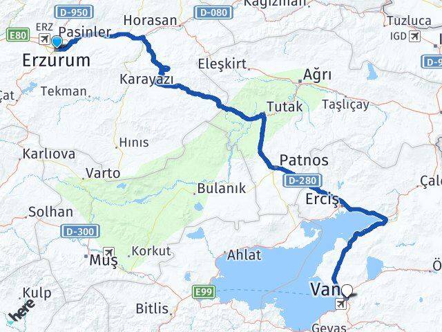 Erzurum Yakutiye Van Arası Kaç Km - Yol Haritası