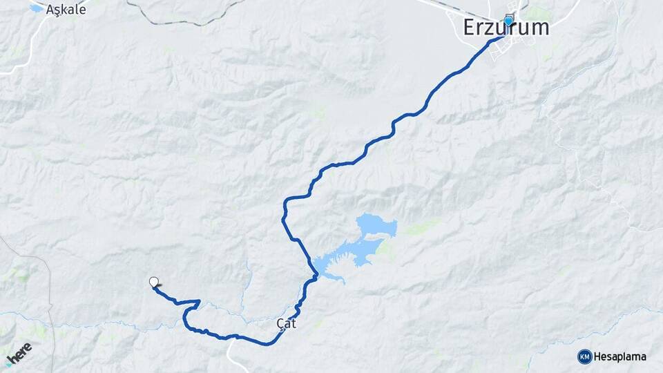 Erzurum Yavi Çat Arası Kaç Km - Yol Haritası