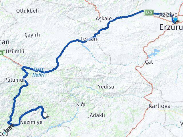 Erzurum Yayladere Bingöl Arası Kaç Km - Yol Haritası