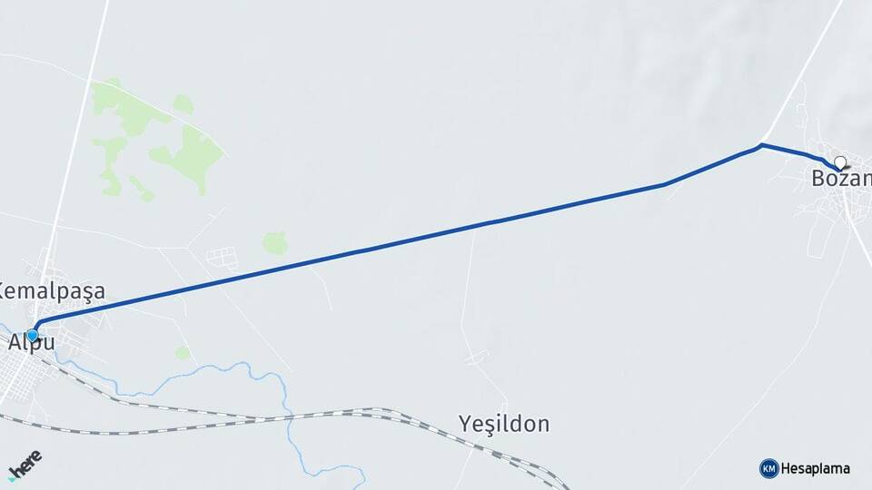 Eskişehir Alpu Bozan Alpu Arası Kaç Km - Yol Haritası