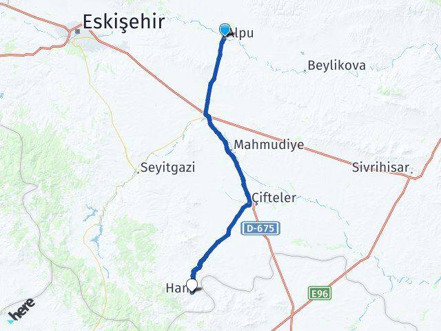 Eskişehir Alpu Han Arası Kaç Km - Yol Haritası