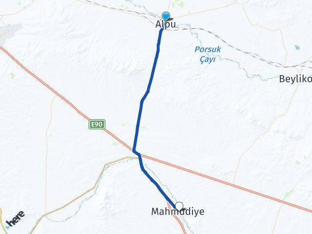Eskişehir Alpu Mahmudiye Arası Kaç Km - Yol Haritası