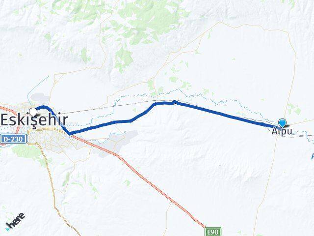 Eskişehir Alpu Tepebaşı Arası Kaç Km - Yol Haritası