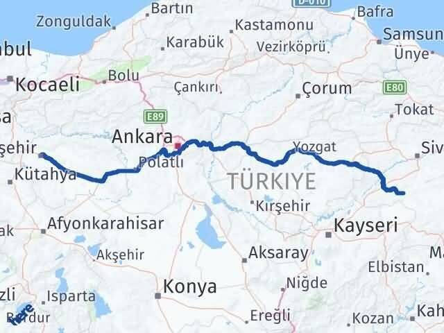 Eskişehir Altınyayla Sivas Arası Kaç Km - Yol Haritası