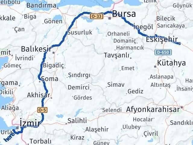 Eskişehir Balçova İzmir Arası Kaç Km - Yol Haritası