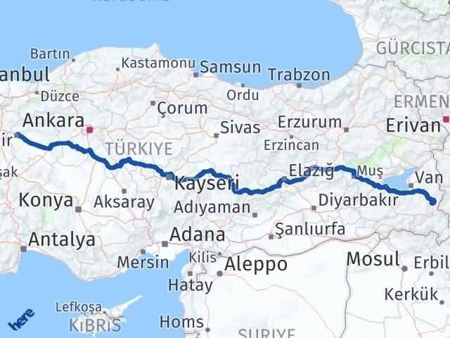 Eskişehir Başkale Van Arası Kaç Km - Yol Haritası