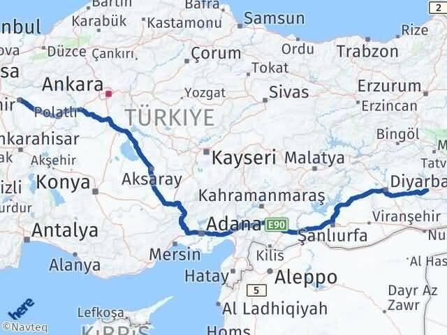 Eskişehir Beşiri Batman Arası Kaç Km - Yol Haritası