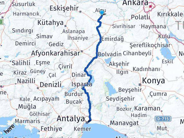 Eskişehir Beylikova Antalya Arası Kaç Km - Yol Haritası