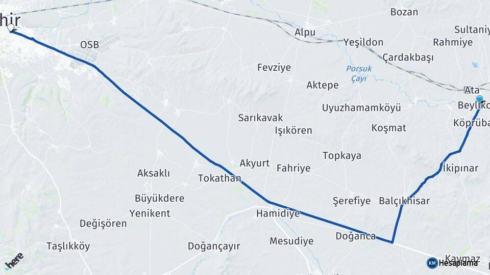 Eskişehir Beylikova Odunpazarı Arası Kaç Km - Yol Haritası
