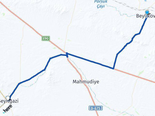 Eskişehir Beylikova Seyitgazi Arası Kaç Km - Yol Haritası