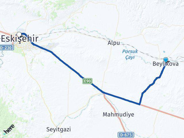 Eskişehir Beylikova Tepebaşı Arası Kaç Km - Yol Haritası