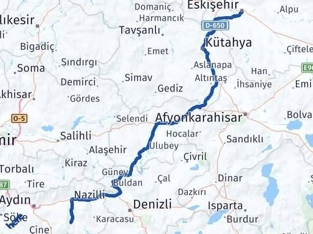 Eskişehir Bozdoğan Aydın Arası Kaç Km - Yol Haritası