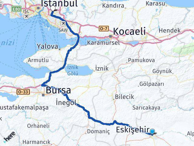 Eskişehir Çekmeköy İstanbul Arası Kaç Km - Yol Haritası