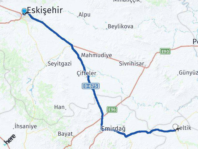 Eskişehir Çeltik Konya Arası Kaç Km - Yol Haritası