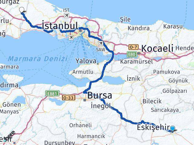 Eskişehir Çerkezköy Tekirdağ Arası Kaç Saat? Yol Haritası, Yakıt, Rota ve Mesafe Hesaplama Eskişehir Çerkezköy Tekirdağ Arası Kaç Km? Kaç Saat? Yol Haritası