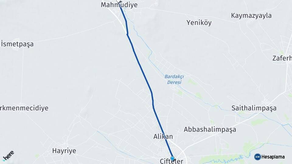 Eskişehir Çifteler Mahmudiye Arası Kaç Km - Yol Haritası