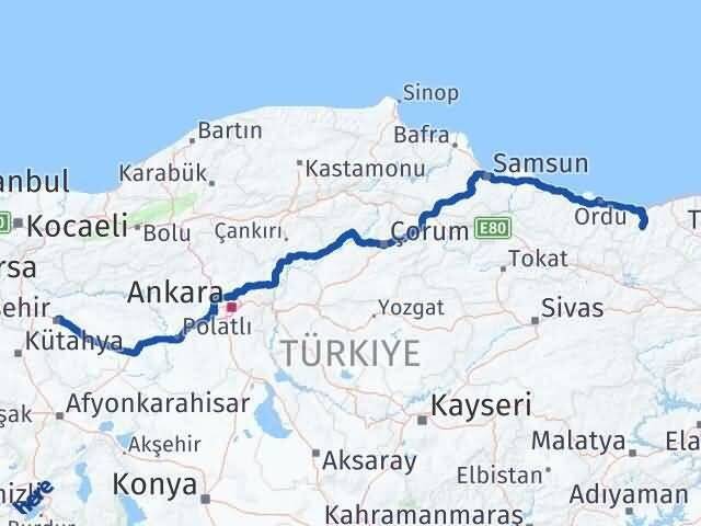 Eskişehir Dereli Giresun Arası Kaç Km - Yol Haritası