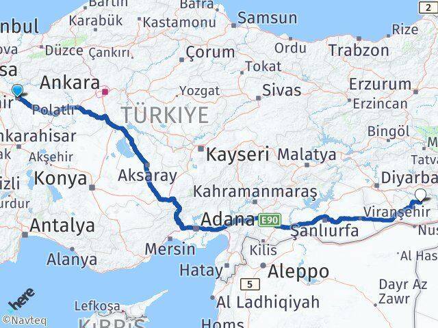 Eskişehir Gercüş Batman Arası Kaç Km - Yol Haritası