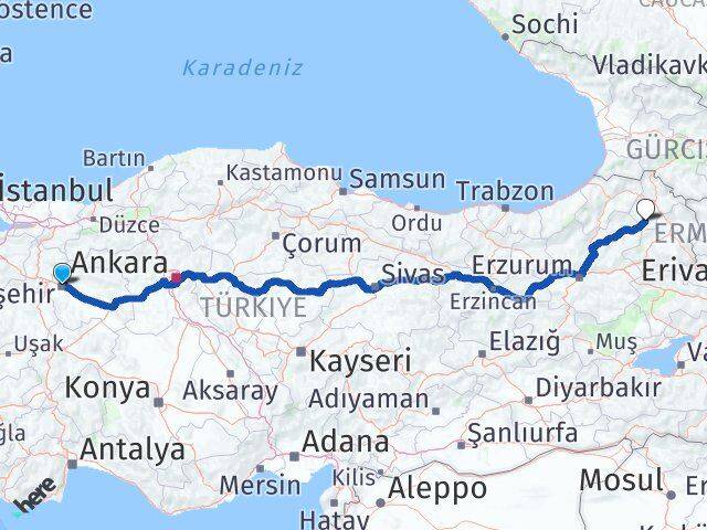 Eskişehir Göle Ardahan Arası Kaç Km - Yol Haritası