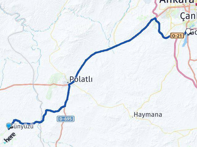 Eskişehir Günyüzü Gölbaşı Ankara Arası Kaç Km - Yol Haritası