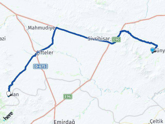 Eskişehir Günyüzü Han Arası Kaç Km - Yol Haritası