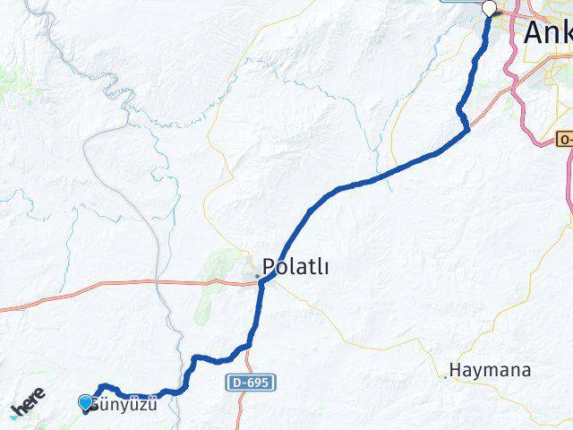 Eskişehir Günyüzü Sincan Ankara Arası Kaç Km - Yol Haritası