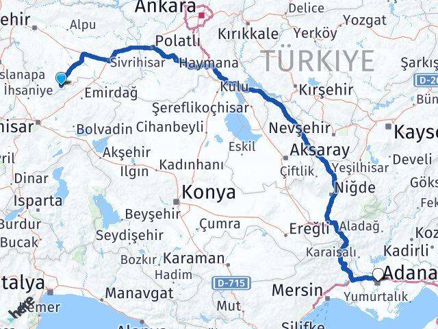 Eskişehir Han Adana Arası Kaç Km - Yol Haritası