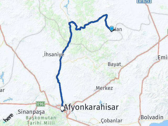 Eskişehir Han Afyonkarahisar Arası Kaç Km - Yol Haritası