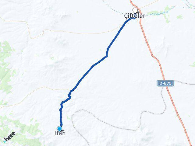Eskişehir Han Çifteler Arası Kaç Km - Yol Haritası