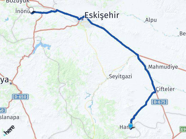 Eskişehir Han İnönü Arası Kaç Km - Yol Haritası