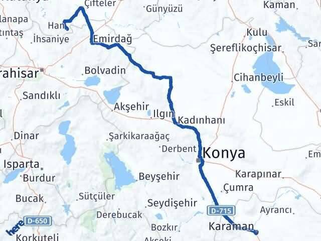 Eskişehir Han Karaman Arası Kaç Km - Yol Haritası