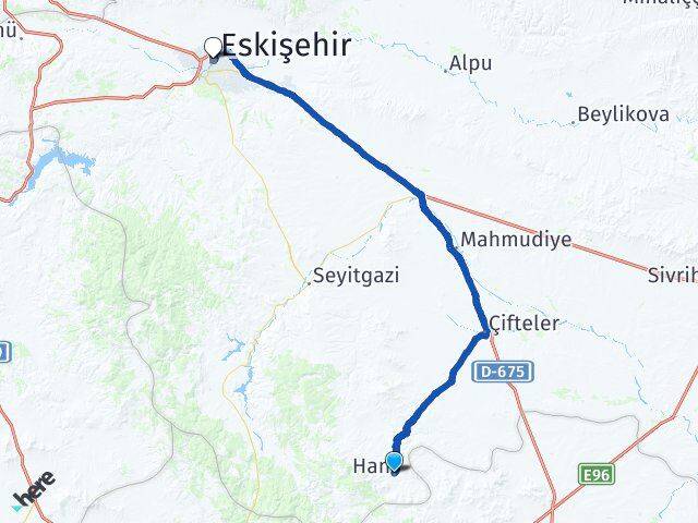 Eskişehir Han Tepebaşı Arası Kaç Km - Yol Haritası