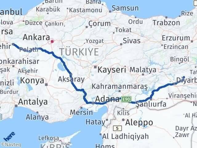 Eskişehir Hazro Diyarbakır Arası Kaç Km - Yol Haritası