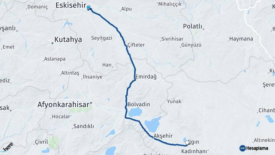 Eskişehir Ilgın Konya Arası Kaç Km - Yol Haritası