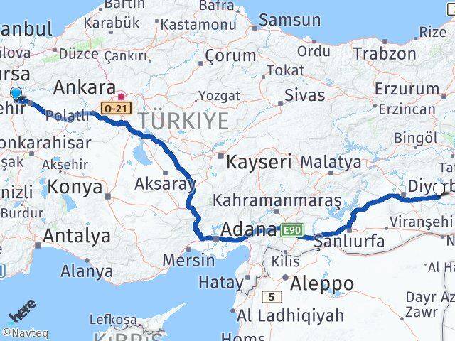 Eskişehir İnönü Batman Arası Kaç Km - Yol Haritası
