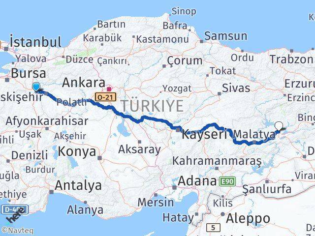 Eskişehir İnönü Elazığ Arası Kaç Km - Yol Haritası