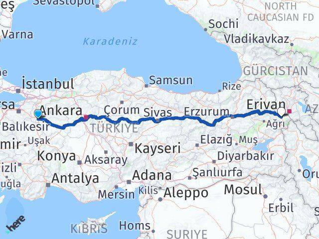 Eskişehir İnönü Iğdır Arası Kaç Km - Yol Haritası