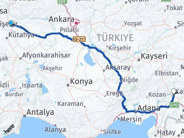 Eskişehir İnönü Kahramanmaraş Arası Kaç Km - Yol Haritası