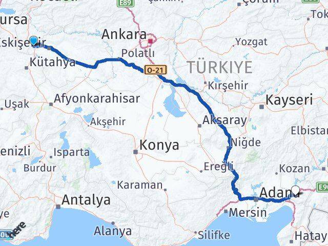 Eskişehir İnönü Osmaniye Arası Kaç Km - Yol Haritası