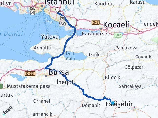 Eskişehir İnönü Sancaktepe İstanbul Arası Kaç Km - Yol Haritası