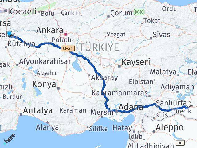 Eskişehir İnönü Şanlıurfa Arası Kaç Km - Yol Haritası