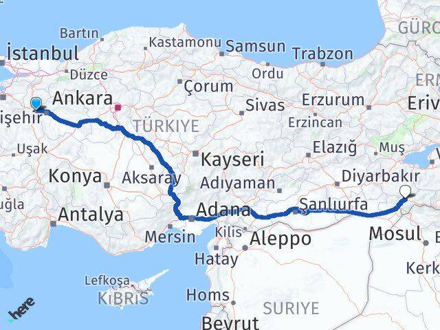 Eskişehir İnönü Şırnak Arası Kaç Km - Yol Haritası