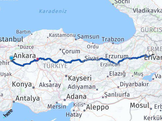 Eskişehir Kağızman Kars Arası Kaç Km - Yol Haritası