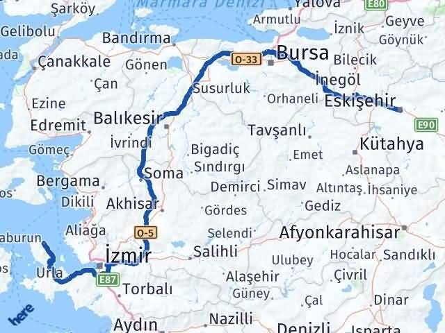 Eskişehir Karaburun İzmir Arası Kaç Km - Yol Haritası