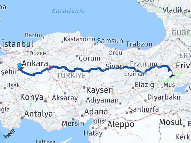 Eskişehir Karaçoban Erzurum Arası Kaç Km - Yol Haritası