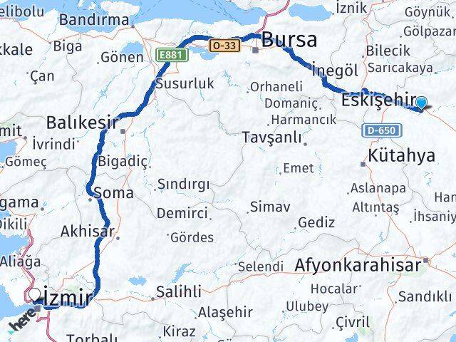 Eskişehir Karşıyaka İzmir Arası Kaç Km - Yol Haritası