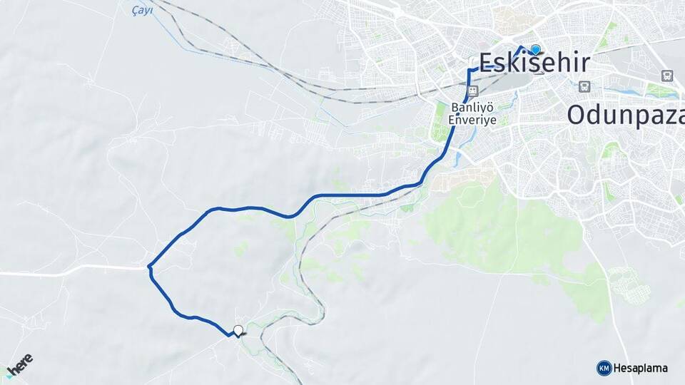 Eskişehir Kızılinler Tepebaşı Arası Kaç Km - Yol Haritası